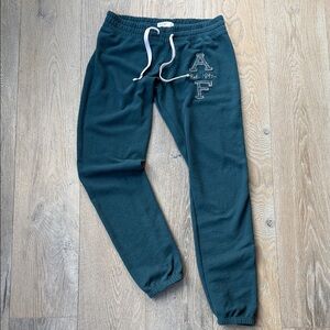 Abercrombie & Fitch Teal Sweatpants. A&F Distressed Logo Ribbon Elastic Waist-S